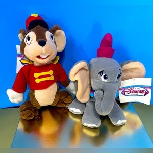 DISNEY STORE NWT VTG 90s COLLECTIBLE DUMBO THE ELEPHANT & TIMOTHY BEAN BAG PLUSH